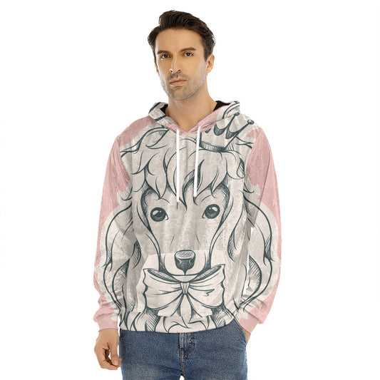 Princess Poodle Print Men's Velvet Pullover Hoodie