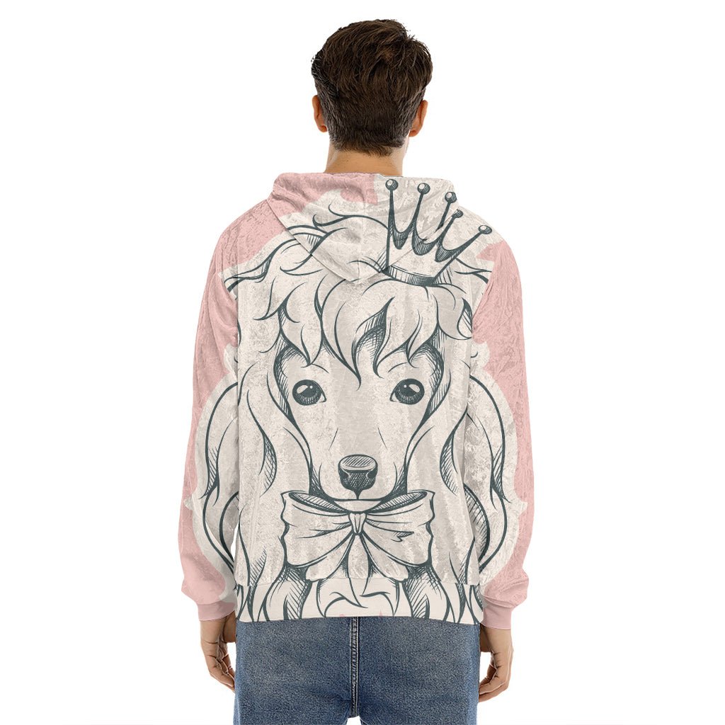 Princess Poodle Print Men's Velvet Pullover Hoodie