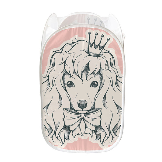 Princess Poodle Print Mesh Laundry Hamper