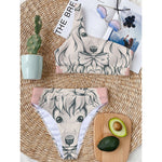 Princess Poodle Print One Shoulder Bikini Top