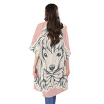 Princess Poodle Print Open Front Beach Cover Up