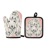 Princess Poodle Print Oven Mitt And Pot Holder Set