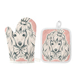 Princess Poodle Print Oven Mitt And Pot Holder Set