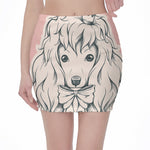 Princess Poodle Print Pencil Mini Skirt