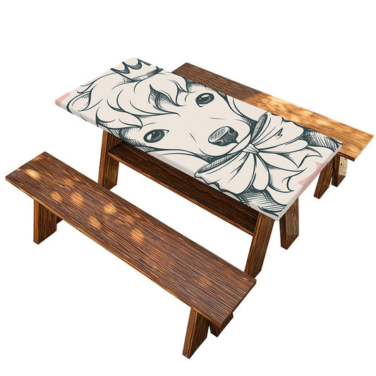 Princess Poodle Print Picnic Table Cover
