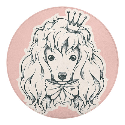 Princess Poodle Print Round Blanket