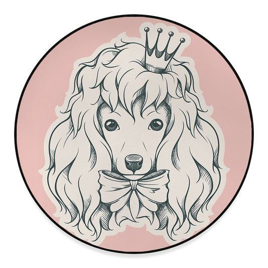 Princess Poodle Print Round Floor Mat