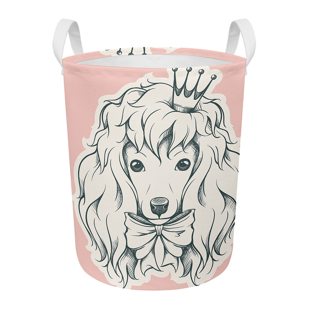 Princess Poodle Print Round Laundry Basket