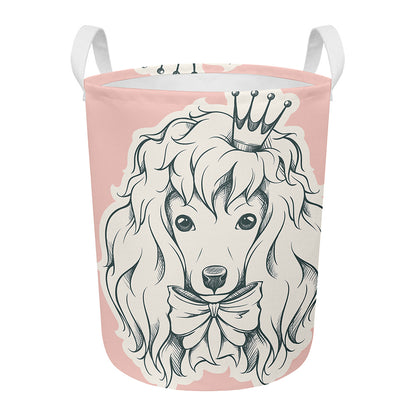 Princess Poodle Print Round Laundry Basket