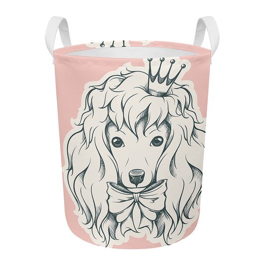 Princess Poodle Print Round Laundry Basket