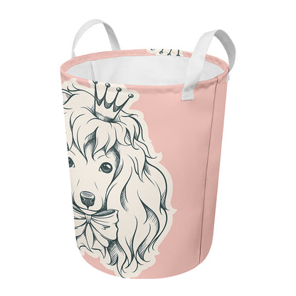 Princess Poodle Print Round Laundry Basket