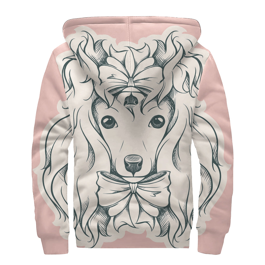Princess Poodle Print Sherpa Lined Zip Up Hoodie