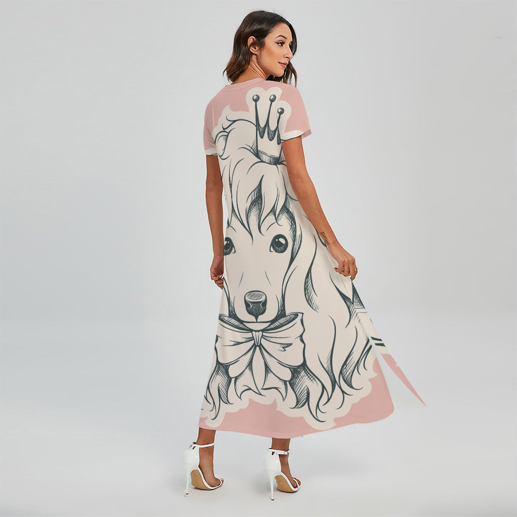 Princess Poodle Print Short Sleeve Maxi Dress
