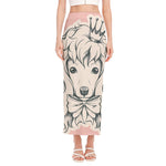 Princess Poodle Print Side Slit Maxi Skirt