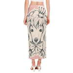 Princess Poodle Print Side Slit Maxi Skirt