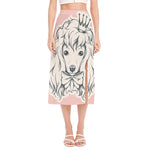 Princess Poodle Print Side Slit Midi Skirt