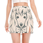 Princess Poodle Print Side Slit Mini Skirt