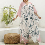 Princess Poodle Print Silk V-Neck Kaftan Dress
