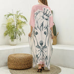 Princess Poodle Print Silk V-Neck Kaftan Dress