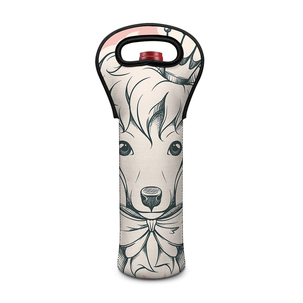 Princess Poodle Print Single Neoprene Wine Tote