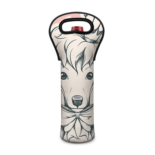 Princess Poodle Print Single Neoprene Wine Tote