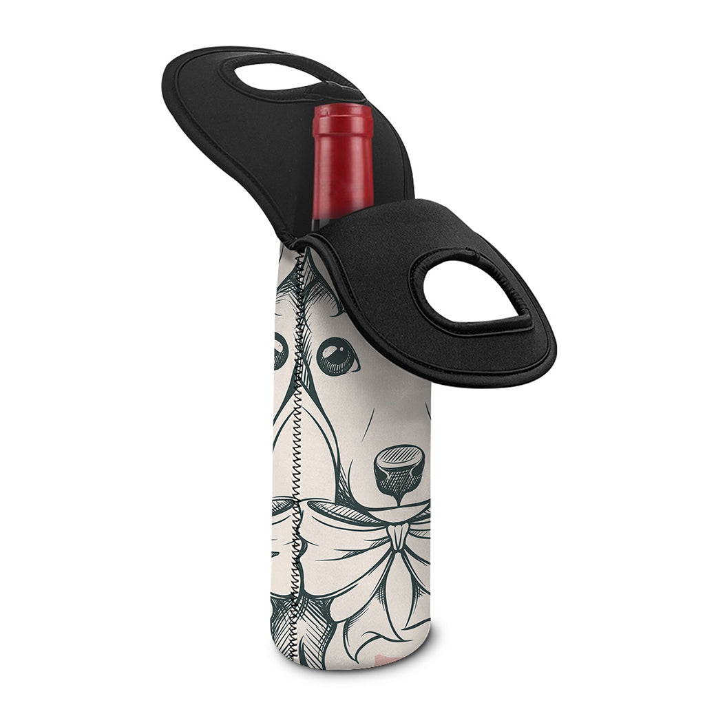Princess Poodle Print Single Neoprene Wine Tote