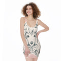 Princess Poodle Print Sleeveless Bodycon Dress