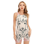 Princess Poodle Print Sleeveless One Piece Swimsuit