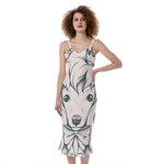 Princess Poodle Print Slim Fit Midi Cami Dress