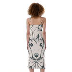 Princess Poodle Print Slim Fit Midi Cami Dress