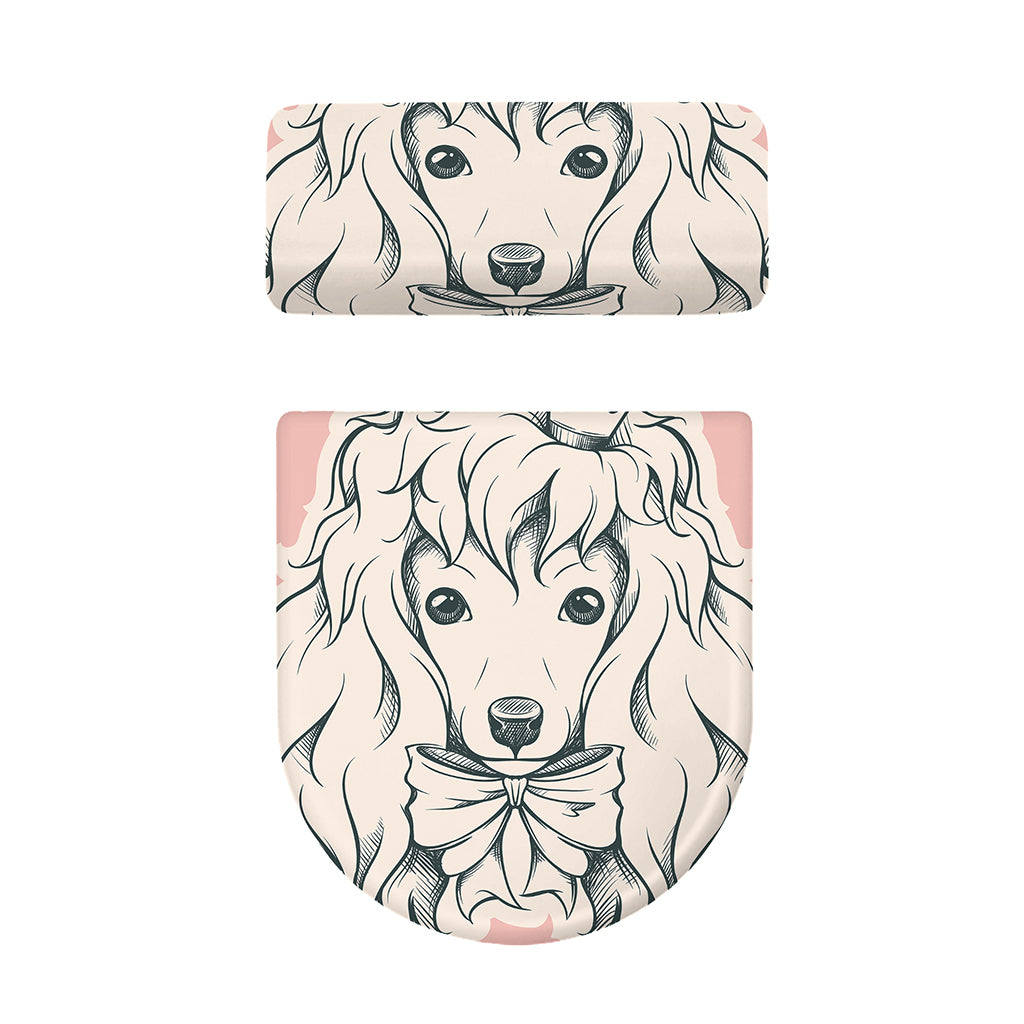Princess Poodle Print Toilet Lid And Tank Cover Set