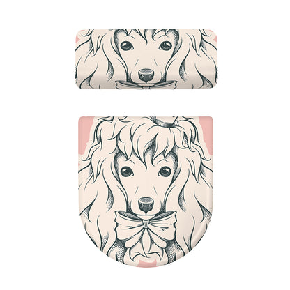 Princess Poodle Print Toilet Lid And Tank Cover Set