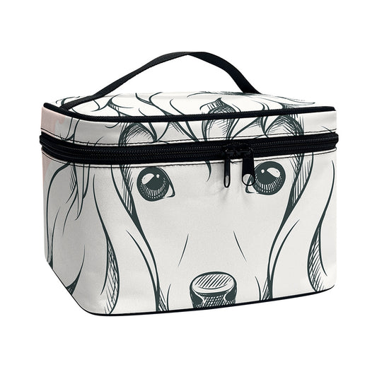 Princess Poodle Print Travel Makeup Bag