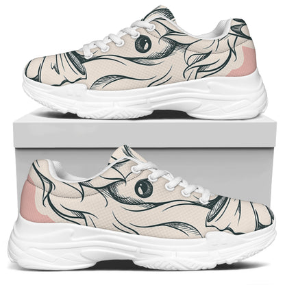 Princess Poodle Print White Chunky Shoes
