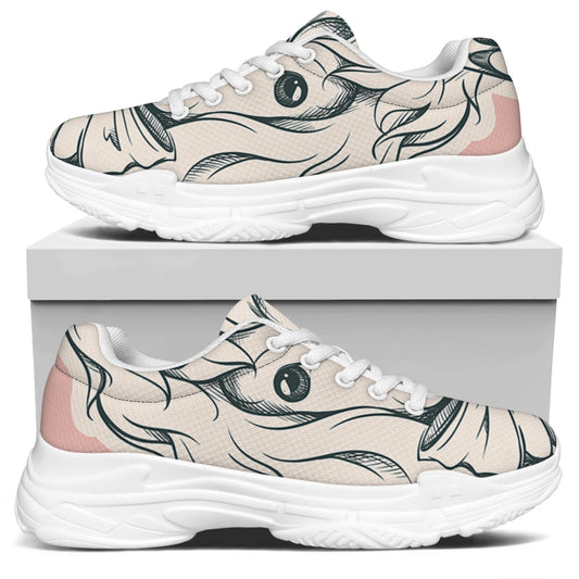 Princess Poodle Print White Chunky Shoes