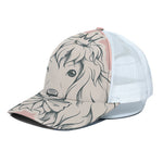 Princess Poodle Print White Mesh Trucker Cap