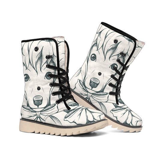 Princess Poodle Print Winter Boots