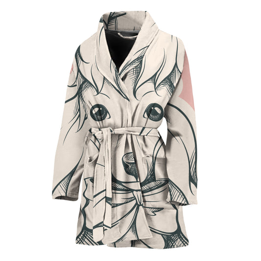 Princess Poodle Print Women's Bathrobe