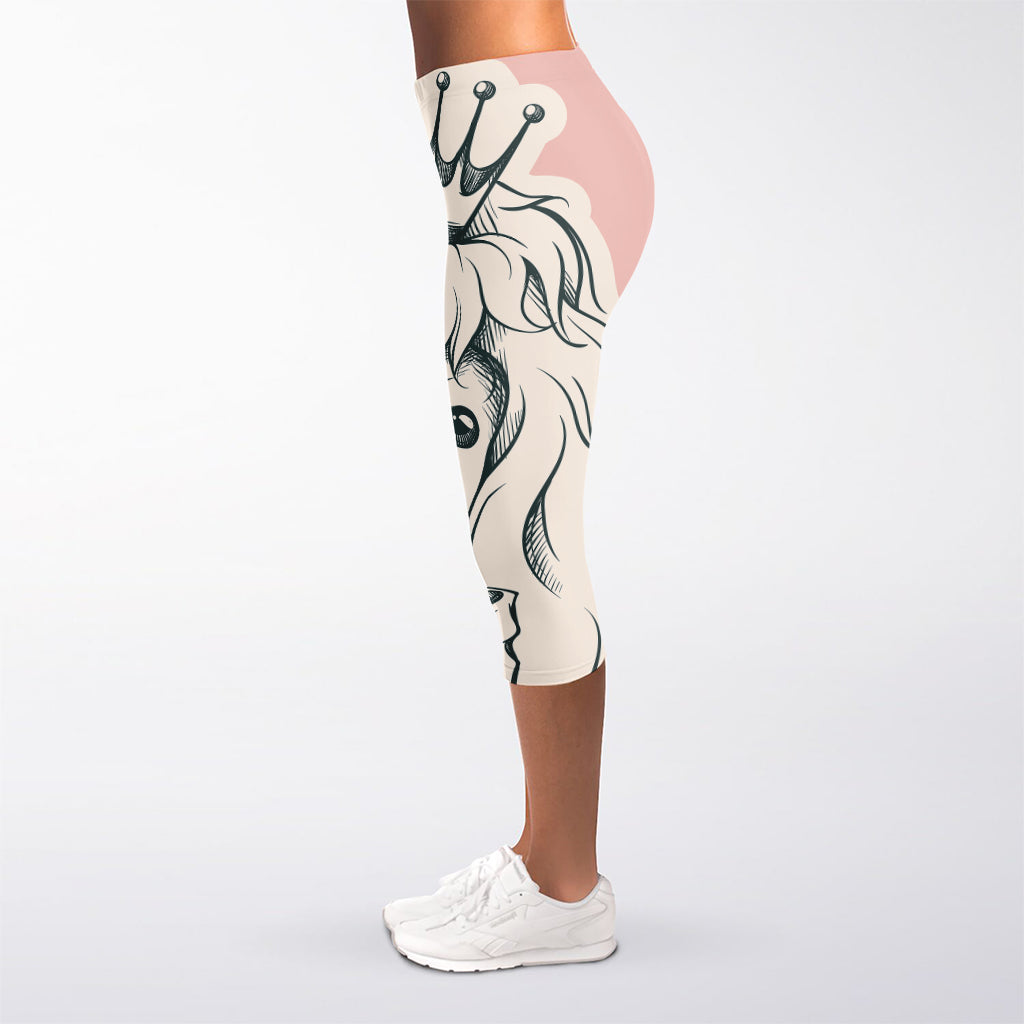 Princess Poodle Print Women's Capri Leggings