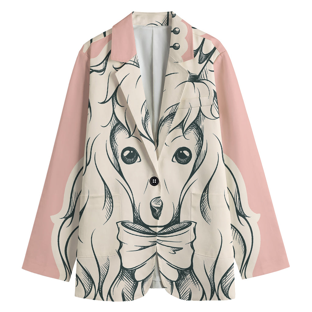 Princess Poodle Print Women's Cotton Blazer