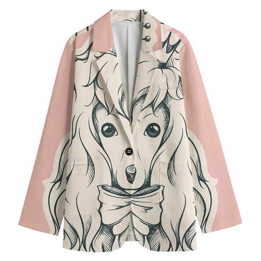 Princess Poodle Print Women's Cotton Blazer