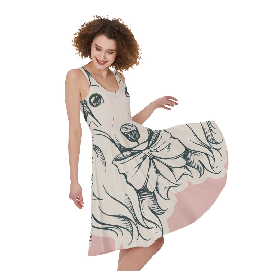 Princess Poodle Print Women's Sleeveless Dress
