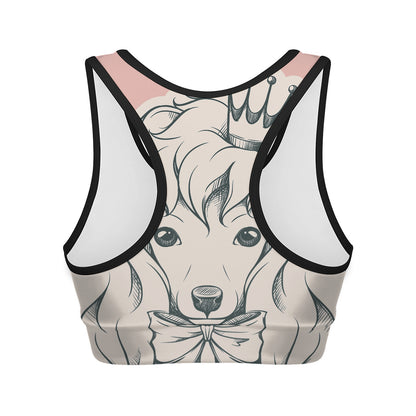 Princess Poodle Print Women's Sports Bra