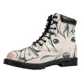 Princess Poodle Print Padded Collar Lace Up Boots