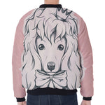 Princess Poodle Print Zip Sleeve Bomber Jacket