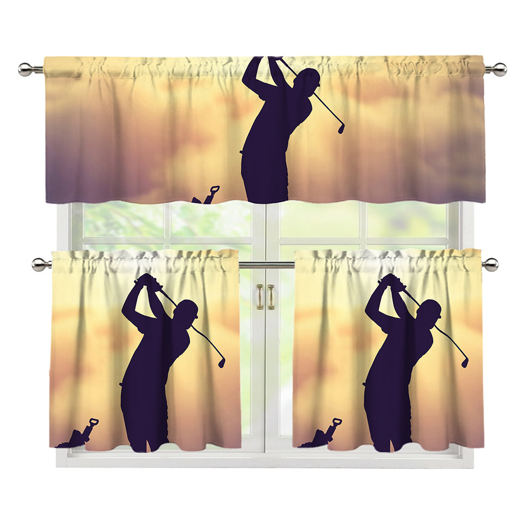 Pro Golf Swing Print 3 Piece Kitchen Curtains