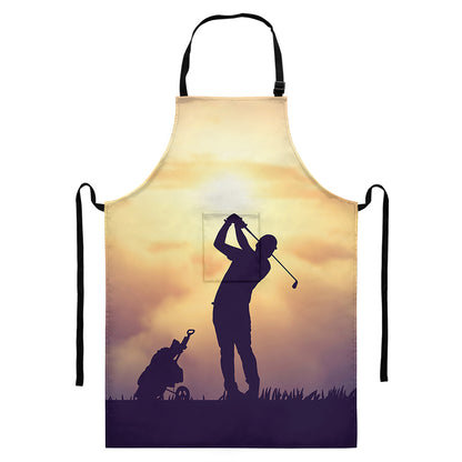 Pro Golf Swing Print Bib Apron With Pocket