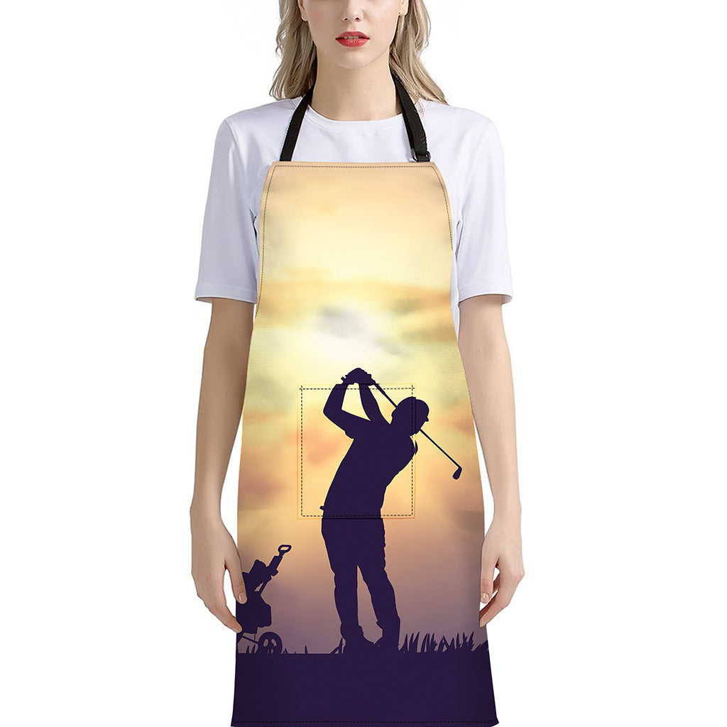 Pro Golf Swing Print Bib Apron With Pocket