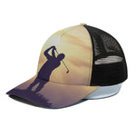 Pro Golf Swing Print Black Mesh Trucker Cap