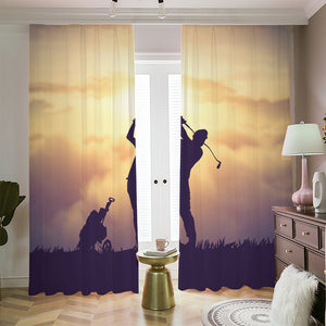 Pro Golf Swing Print Blackout Pencil Pleat Curtains